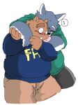  2015 anthro belly blush bodily_fluids bottomwear brown_body canid canine canis clothing duo embrace eyes_closed fat_hoodie hoodie hug kemono kumagaya_shin male male/male mammal meme meme_clothing overweight overweight_male pants simple_background suid suina sus_(pig) sweat text text_on_clothing text_on_hoodie text_on_topwear topwear white_background wild_boar wolf 
