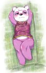  absurd_res animal_crossing anthro asian_clothing blush butt chinese_clothing chubby_female clothed clothing dakimakura_pose east_asian_clothing female giant_panda hi_res looking_away mammal nintendo partially_clothed paws phili_moss pink_body pinky_(animal_crossing) red_clothing slightly_chubby solo thick_thighs ursid video_games 
