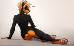  &lt;3 2021 anthro arm_support bent_arm bent_leg black_body black_fur blonde_hair breasts brown_body brown_fur butt canid canine canis digital_media_(artwork) dobermann domestic_dog extended_arm extended_leg female fur gorsha_pendragon green_eyes hair heart_reaction hi_res hindpaw looking_back mammal nude pawpads paws pinscher reclining shaded short_hair short_tail side_reclining simple_background sitting smile solo text tracy_(desidobie) url 