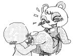  10/10/2021 2021 aka_leopard animal_crossing anthro black_and_white blush breasts butt clothing duo faceless_character faceless_male female foot_fetish foot_lick foot_play giant_panda human licking male mammal monochrome nintendo paws pinky_(animal_crossing) smile tickling tongue tongue_out ursid video_games 