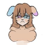  1:1 ahegao animated anthro big_breasts bounce breasts broad_shoulders canid canine canis collarbone domestic_dog fan_character female hair heterochromia hi_res komiko komikoe looking_pleasured mammal messy_hair nipples short_playtime smile solo 