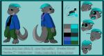  &lt;3 &lt;3_eyes absurd_res anthro black_eyes blue_border blue_eyes blush bodily_fluids border bottomwear character_name claws clothed clothing crying digitigrade english_text front_view grey_body happy hi_res hoodie horn kobold looking_at_viewer male model_sheet open_mouth pants pose rear_view reptile scalie scar side_b solo ssecrets151 standing surprised_expression tears text topwear 