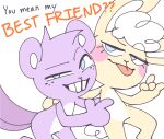  anthro ask-toothy beaver blush buckteeth cuddles_(htf) hair happy_tree_friends lagomorph leporid looking_at_viewer mammal purple_body rabbit rodent simple_background smile teeth text toothy_(htf) yellow_body 