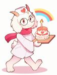  &lt;3 3:4 3_toes ambiguous_gender anthro barefoot biped birthday_cake bovid cake candle caprine clothed clothing cute_fangs deltarune dessert dungeontoaster eyewear feet floppy_ears fluffy fluffy_ears fluffy_tail food front_view full-length_portrait fully_clothed fur glasses goat hat head_tuft headgear headwear hi_res holding_object holding_tray horn humanoid_hands mammal monotone_body monotone_ears monotone_fur monotone_tail nurse_clothing nurse_hat nurse_headwear nurse_uniform pink_eyes portrait rainbow ralsei red_clothing red_scarf scarf scut_tail shirt short_tail simple_background solo standing three-quarter_view toes topwear tray tuft undertale_(series) uniform video_games walking white_background white_body white_clothing white_ears white_fur white_shirt white_tail white_topwear 