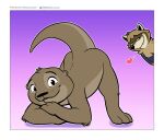  &lt;3 3_toes absurd_res all_fours ambiguous_gender anthro ass_up black_nose border brown_body brown_fur clothing cute_fangs dark_brown_face facial_markings feet felix_(nik159) fur gradient_background half-closed_eyes head_markings hi_res looking_at_viewer lutrine male mammal markings mask_(marking) multicolored_body multicolored_fur mustelid narrowed_eyes nik_(nik159) nikraccoom pink_background procyonid purple_background raccoon raised_tail shirt signature simple_background smile smiling_at_viewer smirk solo_focus t-shirt tan_body tan_ears tan_face tan_fur toes topwear two_tone_body two_tone_fur whisker_spots white_border 