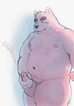  2021 anthro balls belly canid canine canis domestic_dog erection genitals hi_res humanoid_genitalia humanoid_hands humanoid_penis kemono kick_(artist) male mammal masturbation moobs navel nipples overweight overweight_male penis solo 