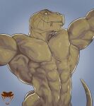  2021 abs anthro barazoku biceps big_muscles forked_tongue grey_background half-length_portrait hi_res huge_muscles looking_at_viewer male muscular muscular_anthro muscular_male nude obliques pecs portrait reptile scalie simple_background smile snake solo standing tomayto_(tuhmayto) tongue tongue_out 