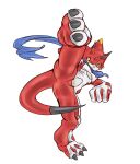  abs anthro bandai_namco betelgammamon butt claws digimon digimon_ghost_game dragon hi_res horn kick male muscular muscular_anthro muscular_male pecs red_body scarf solo spread_legs spreading ulforce_soul 