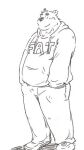  2015 anthro bottomwear clothing fat_hoodie hoodie kemono low_res male mammal meme meme_clothing n_gata21 overweight overweight_male pants simple_background sketch solo text text_on_clothing text_on_hoodie text_on_topwear topwear ursid white_background 