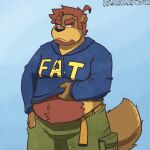  1:1 2015 anthro belly black_nose blush bottomwear brown_body brown_fur clothing fat_hoodie fur hashburrowns hoodie humanoid_hands male mammal meme meme_clothing overweight overweight_male pants simple_background solo text text_on_clothing text_on_hoodie text_on_topwear topwear ursid 