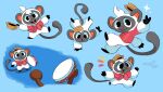  2021 absurd_res animal_crossing anthro anthro_focus blep blue_background brown_body brown_skin clothed clothing duo emanata fur grey_body grey_skin handstand haplorhine hat headgear headwear hi_res holding_clothing holding_hat holding_headgear holding_headwear holding_musical_instrument holding_object holding_tambourine human looking_at_viewer male mammal monkey musical_instrument niko_(animal_crossing) nintendo open_mouth open_smile percussion_instrument primate shirt simple_background smile solo_focus splashburr standing tambourine teeth tongue tongue_out topwear video_games villager_(animal_crossing) white_body white_fur 