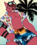  absurd_res anthro beach bulge canid canine cellphone clothing english_text eyewear fox glasses hi_res male mammal midnight_blue muscular muscular_male phone seaside smartphone solo swimming_trunks swimwear text underwear 