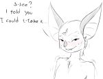  2018 anthro chiropteran dialogue english_text front_view girokett looking_at_viewer male mammal motion_lines nude simple_background sketch smile solo talking_to_viewer text white_background 