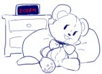 :3 alarm_clock animate_inanimate black_nose bow_tie clock dot_eyes drawer eyelashes female feral head_tilt lewdicrousart low_res mammal open_mouth open_smile pawpads pillow plushie simple_background simple_eyes simple_face sitting smile solo teddy_bear time ursid white_background 