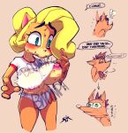  ... 4_fingers ?! activision alternate_version_at_source anthro areola areola_slip bandicoot big_breasts black_eyebrows black_nose black_pupils blonde_hair blush bodily_fluids breasts brother brother_and_sister brown_hair clothing coco_bandicoot crash_bandicoot crash_bandicoot_(series) dialogue duo ears_up english_text eyebrow_through_hair eyebrows eyelashes female fingerless_gloves fingers fur glistening glistening_nose gloves green_eyes hair half-closed_eyes handwear humor lips looking_at_another looking_back low_poly male mammal marsupial motion_blur motion_lines narrowed_eyes neck_snap nervous nipple_outline nipple_slip nipples onomatopoeia orange_body orange_fur panties pink_areola pink_inner_ear pink_nipples ponytail pupils shirt sibling simple_background sister sixsidesofmyhead sound_effects speech_bubble standing surprise surprised_expression sweat sweatdrop tan_body tan_skin text thick_thighs topwear translucent translucent_hair under_boob underwear video_games wardrobe_malfunction white_clothing white_panties white_shirt white_topwear 