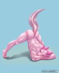  4:5 amphibian anthro axolotl barazoku butt fauna_island hi_res jack-o&#039;_pose male mole_salamander muscular muscular_anthro muscular_male nude pink_body pink_skin pose salamander_(amphibian) sex solo 