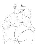  2021 anthro back_muscles biceps big_butt butt butt_focus butt_pose hi_res huttsergreywolf looking_at_viewer looking_back machoke male mammal monochrome muscular muscular_male nintendo pok&eacute;mon pok&eacute;mon_(species) pose simple_background smile solo video_games 