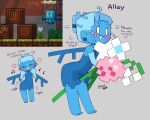  allay_(minecraft) blue_body blush dancing empty_eyes excited female flower hi_res humanoid microsoft minecraft mojang plant scorci solo video_games xbox_game_studios 