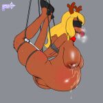  1:1 anthro ball_gag bdsm big_breasts blindfold blonde_hair bodily_fluids bound breasts cervid crossman deltarune female gag genital_fluids hair hi_res huge_breasts mammal milk noelle_holiday pregnant pussy_juice sweat undertale_(series) video_games 