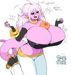  android_21 big_breasts breasts cleavage clothed clothing dragon_ball dragon_ball_(object) female hi_res huge_breasts humanoid lewdlemage majin_android_21 not_furry pink_body simple_background white_background 