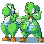  1:1 anthro big_butt butt butt_slap clothing dinosaur green_body green_butt huge_butt kylefrommicrosoft male mario_bros nintendo panties pattern_clothing pattern_underwear reptile scalie short_stack slap solo spanked_butt spikes spikes_(anatomy) striped_clothing striped_underwear stripes suggestive underwear video_games wide_hips yoshi yoshi_(character) 