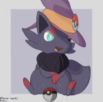  absurd_res clothing digital_drawing_(artwork) digital_media_(artwork) halloween hat headgear headwear hi_res holidays nintendo pok&eacute;ball pok&eacute;mon pok&eacute;mon_(species) simple_background sirikakire video_games witch_hat zorua 