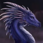 2021 digital_media_(artwork) dragon green_eyes hi_res horn muns11 purple_body purple_scales scales simple_background spines 