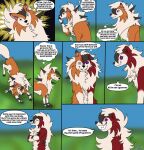  anthro comic crazy-husky dialogue dusk_lycanroc english_text grass_field hi_res lycanroc male midnight_lycanroc nintendo nude pok&eacute;mon pok&eacute;mon_(species) sky solo text transformation video_games 