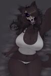  &lt;3 &lt;3_eyes absurd_res anthro big_breasts black_body black_fur black_hair breasts canid canine chest_tuft claws cleavage clothed clothing curvy_figure female finger_claws fur hair hi_res long_hair malo mammal panties portrait scp-1471 scp-1471-a scp_foundation skull_head solo thick_thighs three-quarter_portrait tuft underwear unyin voluptuous wide_hips 