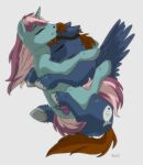  adelar_elric blue_body cuddling cutie_mark duo equid equine eyes_closed fan_character feathered_wings feathers gyro_tech hasbro hooves horn male male/male mammal mane my_little_pony pegasus pink_body quadruped seaward_skies unicorn unicorn_horn wings 