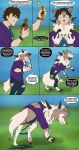  clothing comic crazy-husky dialogue feral grass_field hi_res human lycanroc male mammal nintendo pok&eacute;mon pok&eacute;mon_(species) sky solo torn_clothing transformation transformation_sequence video_games 