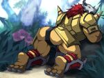  4:3 absurd_res armor bandai_namco big_muscles butt claws clothed clothing digimon digimon_(species) drks hair hi_res male muscular muscular_male solo wargreymon 