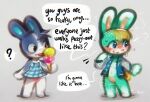  ? andromorph animal_crossing anthro aroused blush bodily_fluids bottomless casual_exposure clothed clothing dessert dialogue digital_media_(artwork) dotty_(animal_crossing) dress dripping duo english_text female food genital_fluids genitals ice_cream intersex jacket lagomorph leporid licking long_ears male mammal nintendo panken public public_nudity pussy pussy_juice pussy_juice_drip rabbit sasha_(animal_crossing) smile standing sweat text tongue tongue_out topwear transmasc video_games 