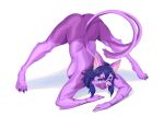  absurd_res anthro ass_up breasts domestic_cat felid feline felis female fur hi_res jack-o&#039;_pose kimako-desu mammal nude pose purple_body purple_fur simple_background solo white_background 
