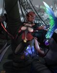  absurd_res battle breasts dragon hi_res huge_filesize magic mammal melee_weapon pirate procyonid raccoon ship spell sword vehicle water watercraft weapon 
