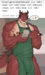  ... 2021 5_fingers ? anthro apron apron_only areola balls_outline big_muscles big_pecs biped bulge clothing countershade_face countershade_tail countershade_torso countershading detailed_bulge digital_media_(artwork) disiwjd dragon english_text fingers genital_outline glistening glistening_areola glistening_arms glistening_body glistening_legs glistening_pecs glistening_skin green_apron hi_res holding_glass holding_object holding_pen i_mean_breast_milk male meme mostly_nude muscular muscular_anthro muscular_male muscular_thighs nipple_slip pecs pen penis_outline red_body red_skin red_tail scalie solo speech_bubble text vein veiny_muscles wingless_dragon 