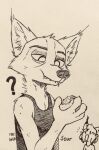  ? anthro canid canine canis cheek_tuft clothed clothing coyote duo eating facial_tuft felid feline food fur head_tuft hi_res holding_food holding_object inktober inktober_2021 lynx male mammal marc_(theblueberrycarrots) moses_(samur_shalem) shirt tank_top theblueberrycarrots topwear traditional_media_(artwork) tuft 
