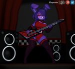  2021 3d_(artwork) accessory animatronic anthro armwear big_breasts bonnie_(cally3d) bonnie_(fnaf) bow_tie breasts clothed clothing crossgender digital_media_(artwork) female five_nights_at_freddy&#039;s flapcats guitar hair_accessory hairpin hi_res lagomorph leggings legwear leporid machine mammal mtf_crossgender musical_instrument plucked_string_instrument rabbit robot solo stage stockings string_instrument video_games 