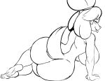  absurd_res animal_crossing anthro big_breasts big_butt breasts butt canid canine canis domestic_dog female hair hi_res isabelle_(animal_crossing) isolatedartest mammal monochrome nintendo nude simple_background solo video_games white_background 