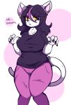  aliasing anthro belly big_breasts big_ears black_hair blush bodypaint bored breasts catti_(deltarune) chubby_anthro chubby_female claws clothing curvy_figure deltarune dialogue domestic_cat ear_piercing ear_ring english_text eyeshadow face_paint felid feline felis female front_view fur hair hi_res highlights_(coloring) looking_at_viewer love_handles makeup mammal mysticwaffle032 narrowed_eyes navel_outline open_mouth paw_pose piercing pigeon_toed pink_highlights portrait pose shirt slightly_chubby solo speech_bubble standing text thick_thighs three-quarter_portrait tight_clothing tight_jeans tight_shirt tight_topwear topwear undertale_(series) video_games voluptuous white_body white_fur wide_hips yellow_sclera 