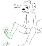  animal_genitalia animal_penis anthro bodily_fluids canid canine canine_genitals canine_penis clothing footwear fully_sheathed genital_fluids genitals horny_(disambiguation) lazy male mammal marco nojgumm nude pawpads paws penis precum sheath smelly smelly_feet socks solo 