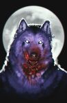  absurd_res anthro blood blood_on_face blue_body blue_eyes blue_fur bodily_fluids canid canine canis fur hi_res karlos_(character) light looking_at_viewer male mammal moon moonlight sepulte solo teeth tongue tongue_out wolf 