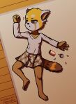  2019 4_fingers 4_toes absurd_res aggressive_retsuko ailurid anthro artist_name bags_under_eyes barefoot biped bird&#039;s-eye_view black_nose blank_stare blouse bodily_fluids bottomwear breasts brown_body brown_bottomwear brown_clothing brown_countershading brown_fur brown_markings brown_skirt clothed clothing corpse countershade_fur countershading death detailed_background dialated_pupils digital_media_(artwork) drooling drugs e254e eyebrows facial_markings feet female fingers floor full-length_portrait fully_clothed fur grey_eyes half-closed_eyes head_markings hi_res high-angle_view inside looking_away lying mammal markings mat multi_tone_fur multicolored_body multicolored_bottomwear multicolored_clothing multicolored_fur multicolored_skirt muzzle_(marking) narrowed_eyes on_back open_container open_mouth orange_body orange_fur overdose pattern_bottomwear pattern_clothing pattern_skirt pawpads pills pink_tongue plaid plaid_bottomwear plaid_clothing plaid_skirt portrait red_panda retsuko ring_(marking) ringtail saliva sanrio shaded shirt skirt small_breasts snout snout_markings solo spill suicide tail_markings tan_inner_ear tear_(marking) toes tongue topwear two_tone_bottomwear two_tone_clothing two_tone_skirt two_tone_tail white_body white_bottomwear white_clothing white_ears white_eyebrows white_fur white_markings white_shirt white_skirt white_topwear 