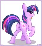  2014 absurd_res alpha_channel bodily_fluids border butt equid equine eyelashes featureless_crotch female feral friendship_is_magic haltie hasbro hi_res horn looking_at_viewer mammal my_little_pony purple_border saliva simple_background solo tongue tongue_out twilight_sparkle_(mlp) winged_unicorn wings 