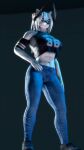  3d_(artwork) abs absurd_res anthro bottomwear canid canine canis clothing denim denim_clothing digital_media_(artwork) fan_character female hair hi_res horn jeans ludexus mammal muscular muscular_anthro muscular_female navik_gundyr_(ludexus) pants simple_background solo source_filmmaker white_body white_hair white_skin wolf 