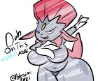  2021 absurd_res anthro big_breasts big_butt black_body breasts butt claws cold cursed_image dabbing female hi_res ice meme nintendo pok&eacute;mon pok&eacute;mon_(species) pokesiimii profanity slightly_chubby smile smirk smug solo text thick_thighs video_games weavile 