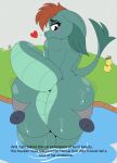  &lt;3 2021 absurd_res anthro bent_over big_butt big_tail blush bouncing_butt breasts butt butt_grab butt_jiggle butt_squish digital_media_(artwork) dirt disney english_text female flat_colors glistening glistening_body grass green_body green_scales hair half-closed_eyes hand_on_butt hi_res huge_butt loch_ness_monster looking_at_viewer looking_back looking_pleasured marine multicolored_body multicolored_scales narrowed_eyes nessie_(disney) nr_ac nude plant rear_view red_hair rubber_duck scales scalie signature simple_background simple_eyes solo squish text the_ballad_of_nessie thick_thighs toy two_tone_body two_tone_scales water wet white_background 