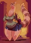  2016 anthro anthrofied beady_eyes biped bittenhard brown_eyes clothing curvy_figure detailed_background digital_media_(artwork) digital_painting_(artwork) female fluffy fluffy_tail full-length_portrait furret half-closed_eyes handbag long_neck narrowed_eyes nintendo open_mouth pok&eacute;mon pok&eacute;mon_(species) portrait purse shaded slightly_chubby smile solo standing sweater thick_thighs topwear video_games voluptuous wide_hips 