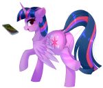  alpha_channel anus blush butt cellphone equid equine feathers female feral friendship_is_magic genitals hi_res horn mammal my_little_pony phone purple_body purple_feathers pussy solo twilight_sparkle_(mlp) winged_unicorn wings xjenn9 
