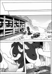  2021 anna_(ayaka) ayaka bovid bovine canid canine canis cattle collie comic detailed_background domestic_dog duo female feral herding_dog mammal manga monochrome outside pastoral_dog petting plant sheepdog 